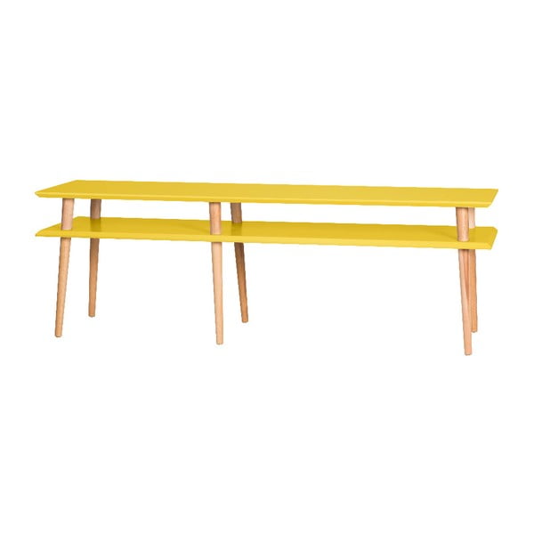 "Mugo" geltonas kavos staliukas, 159 cm (plotis) ir 45 cm (aukštis)
