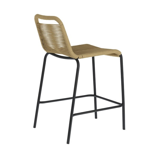 Smėlio spalvos baro kėdė su plienine konstrukcija Kave Home Glenville, aukštis 62 cm-image-2