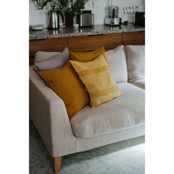 Iš lino dekoratyvinis pagalvės užvalkalas 50x50 cm Amber Bronze Stripes – Linen Tales-image-2