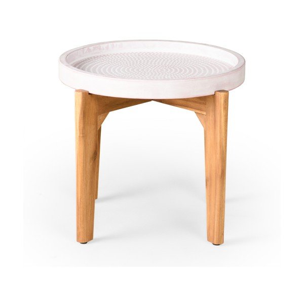 Sodo stalas su rausvos spalvos betono stalviršiu Bonami Selection Bari, ø 55 cm-image-1