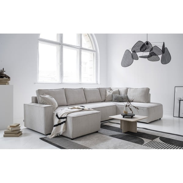 Iš kordinio velveto sulankstoma kampinė sofa baltos spalvos (su dešiniuoju kampu/„U“ formos) Brave Dave – Miuform-image-2
