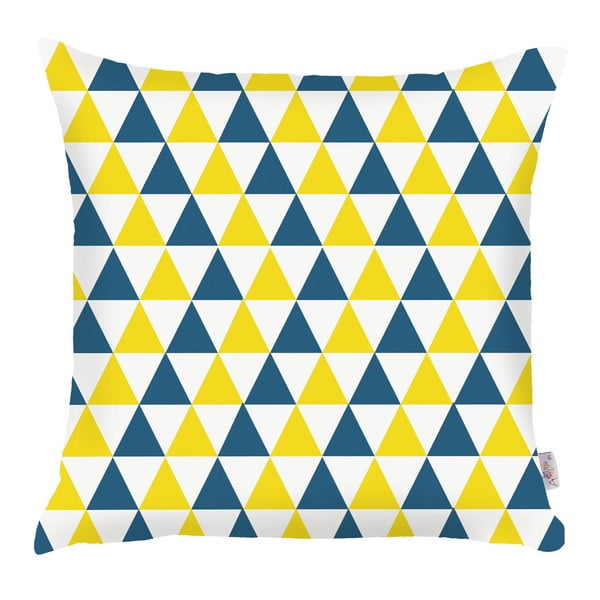 Mėlynos ir geltonos spalvos užvalkalas Mike & Co. NEW YORK Trikampiai, 43 x 43 cm