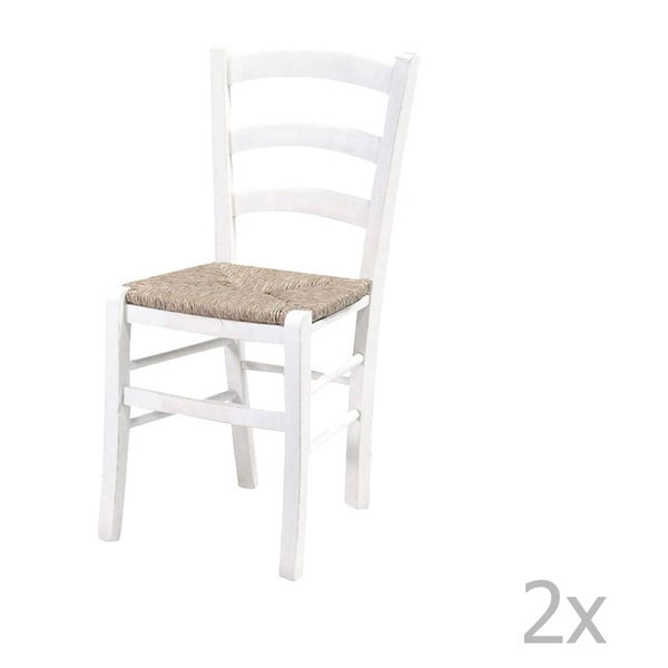 2 baltų valgomojo kėdžių komplektas iš buko masyvo "Evergreen House Straw