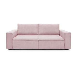 Šviesiai rožinė velvetinė sofa-lova Bobochic Paris Nihad, 245 cm