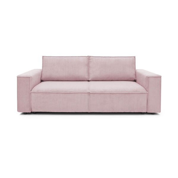 Sulankstoma sofa šviesiai rožinės spalvos iš kordinio velveto 245 cm Nihad – Bobochic Paris