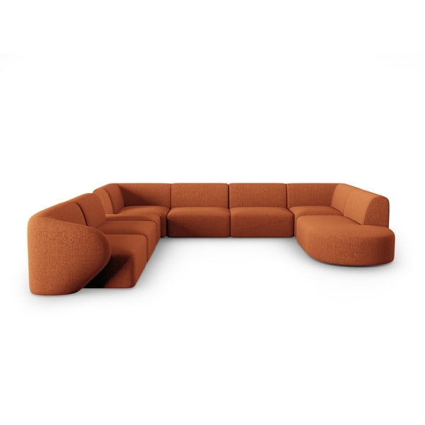 Kampinė sofa oranžinės spalvos (su kairiuoju kampu/„U“ formos) Shane – Micadoni Home