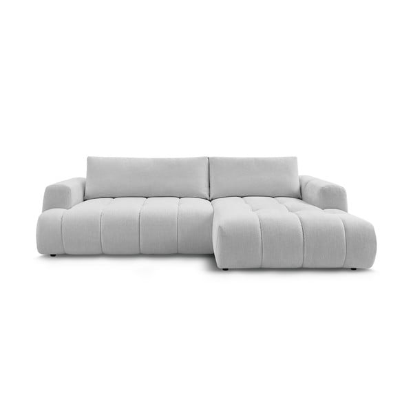 Šviesiai pilkos spalvos sulankstoma/su sandėliavimo vieta kampinė sofa (su dešiniuoju kampu/su gultu) Fuji – Bobochic Paris