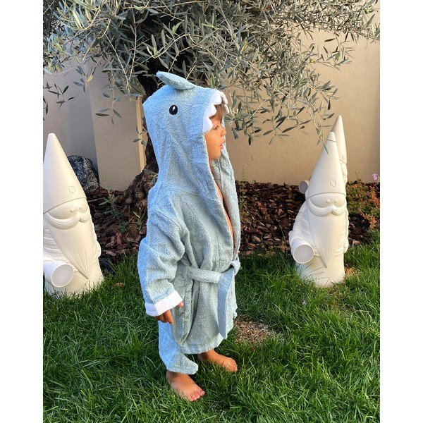 Mėlynas medvilninis kūdikių chalatas S dydžio Shark - Rocket Baby-image-3