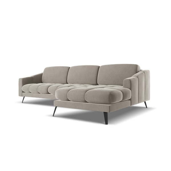 Smėlio spalvos iš velveto kampinė sofa (su dešiniuoju kampu) Nalu – Makamii-image-3