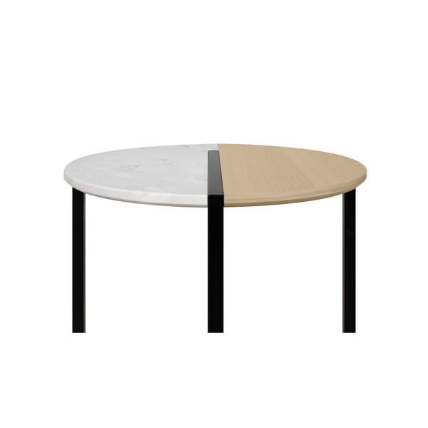 Apvalus kavos staliukas su ąžuoliniu stalviršiu ø 80 cm Sonata - TemaHome-image-2