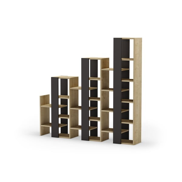 Pastatoma lentyna juodos spalvos/natūralios spalvos iš ąžuolo 158x151 cm Anissa – Marckeric-image-3