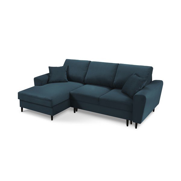 Tamsiai mėlyna kampinė sofa-lova Kooko Home Jazz, kairysis kampas-image-3