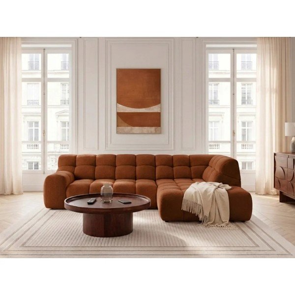 Oranžinės spalvos sulankstoma/ar elektrisko sēdekļa regulēšanu kampinė sofa (su dešiniuoju kampu/„L“ formos) Andre – Bobochic Paris-image-1