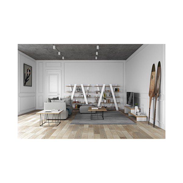 Baltos spalvos knygų spinta TemaHome Wind Oak White Bookcase-image-2