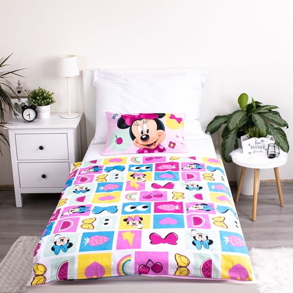 Rožinės spalvos iš medvilnės vaikiška patalynė vaikiškai lovai 100x135 cm Minnie "Sweet" – Jerry Fabrics-image-3