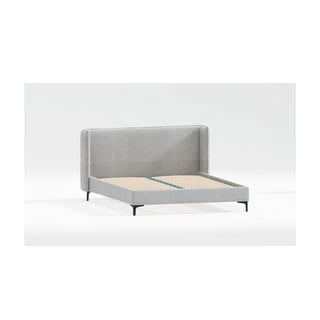 Dvigulė lova pilkos spalvos audiniu dengta su lovos grotelėmis 180x200 cm Basti – Ropez