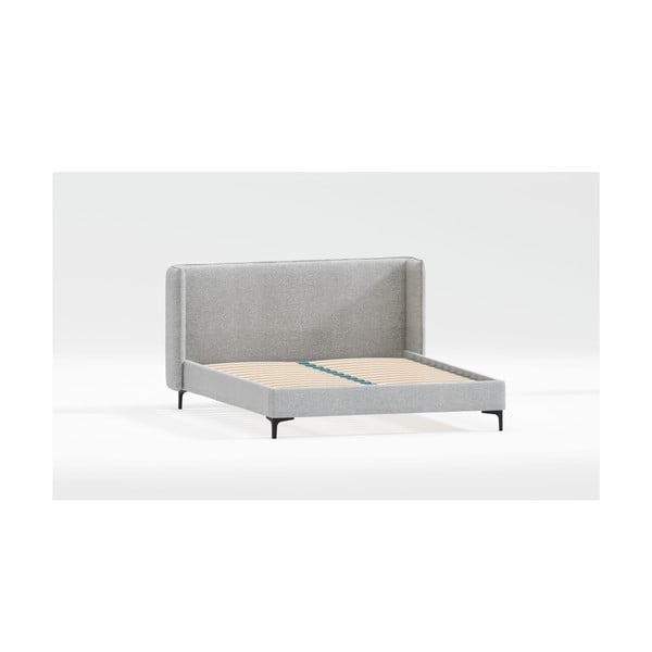 Dvigulė lova pilkos spalvos audiniu dengta su lovos grotelėmis 200x200 cm Basti – Ropez