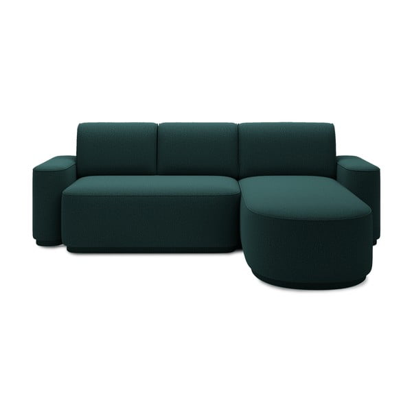 Žalios spalvos iš šenilinio audinio sulankstoma/su sandėliavimo vieta kampinė sofa (su dešiniuoju kampu/su gultu) Aurumm – ELTAP