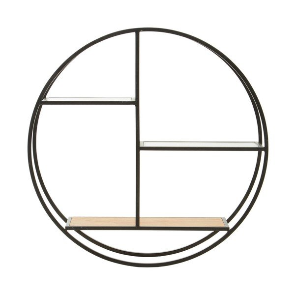 Juodos spalvos/natūralios spalvos iš metalo kelių aukštų sieninė lentyna 61 cm Mataram – Premier Housewares-image-1