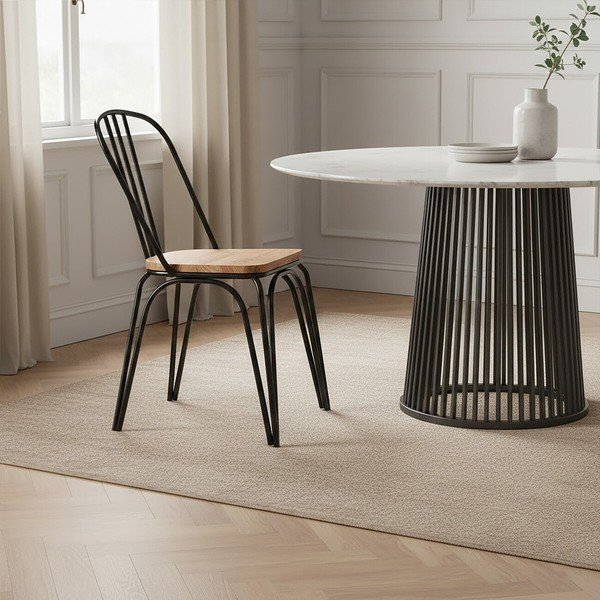 Juodos spalvos iš guobos masyvo valgomojo kėdė District – Premier Housewares-image-3