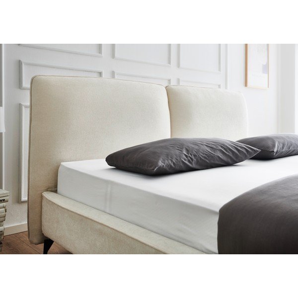 Dramblio kaulo spalvos dvigulė lova audiniu dengta be grotelių 160x200 cm Infinity – Meise Möbel-image-1