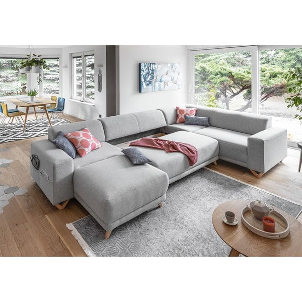 Šviesiai pilkos spalvos sulankstoma/su sandėliavimo vieta kampinė sofa (su dešiniuoju kampu/„U“ formos) Classy Sophie – Miuform-image-4