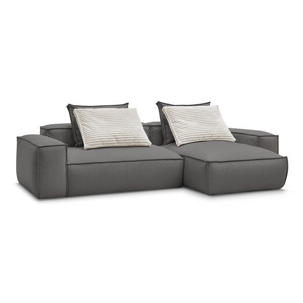 Iš dirbtinės odos kampinė sofa pilkos spalvos (kintama) Boheme – Bobochic Paris-image-3