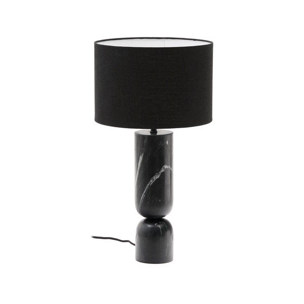 Juodos spalvos iš marmuro stalinis šviestuvas (aukštis 57 cm) su tekstiliniu gaubtu Vex – Kave Home