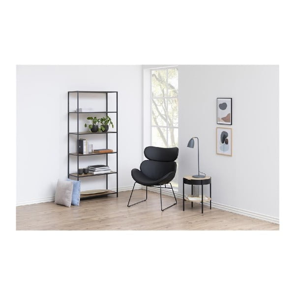 Pastatoma lentyna juodos spalvos/natūralios spalvos iš ąžuolo 77x185 cm Seaford – Actona-image-3