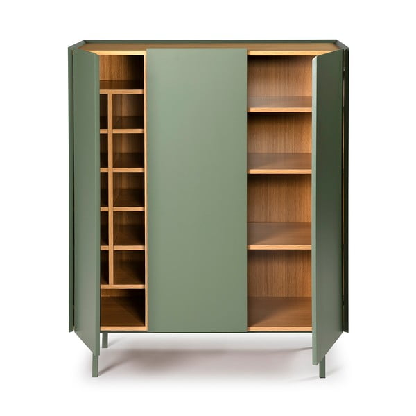 Aukšta šoninė spintelė žalios spalvos iš ąžuolo 95x120 cm Arista – Teulat-image-3