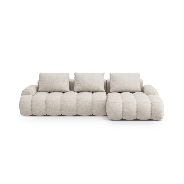 Smėlio spalvos sulankstoma/su sandėliavimo vieta kampinė sofa (su dešiniuoju kampu/su gultu) Linz – Cosmopolitan Design