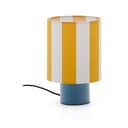 Geltonos spalvos/mėlynos spalvos stalinis šviestuvas (aukštis 25 cm) su tekstiliniu gaubtu Ciral – Kave Home