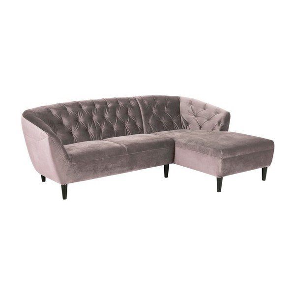 Rožinio aksomo kampinė sofa Actona Ria, dešinysis kampas-image-1