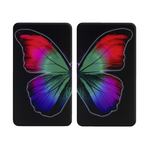 Viryklės dangčiai iš grūdinto stiklo, 2 vnt., 52x30 cm Butterfly by Night - Wenko