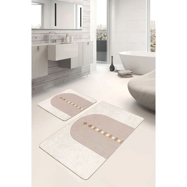 Smėlio spalvos iš velveto vonios kilimėliai 2 vnt. 60x100 cm – Mila Home-image-4