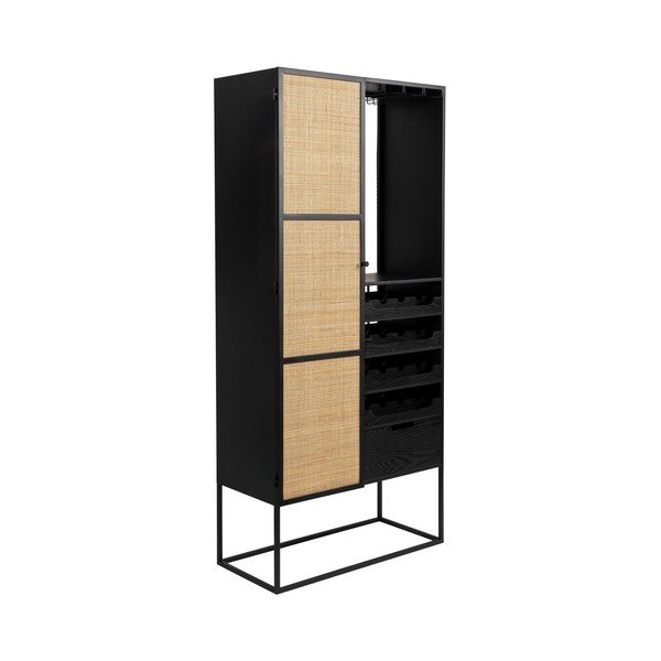 Juoda rotango vyno lentyna 16 butelių, 80x175 cm Guuji - White Label-image-2