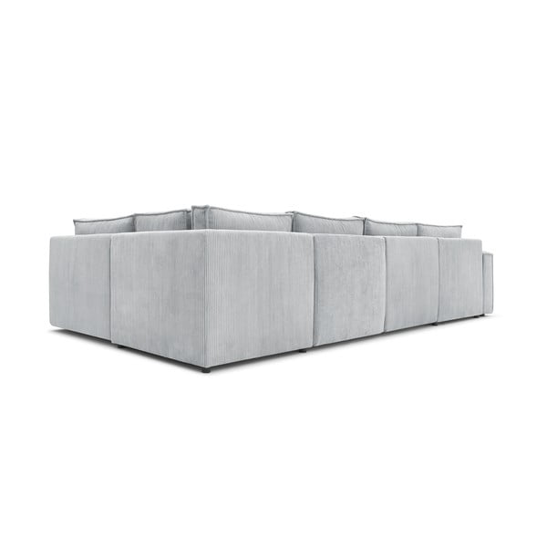 Kampinė sofa šviesiai pilkos spalvos iš kordinio velveto (su dešiniuoju kampu/„U“ formos) Nihad modular – Bobochic Paris-image-4