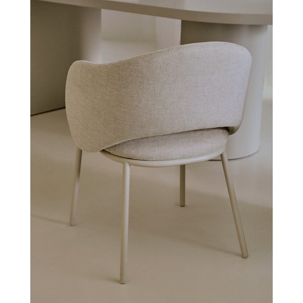 Kreminės spalvos iš audinio valgomojo kėdė Maina – Kave Home-image-2