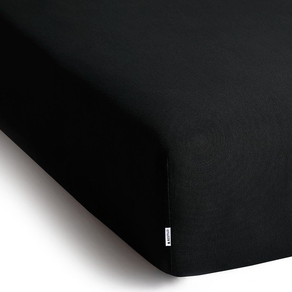 Juodos spalvos iš Jersey audinio paklodė su guma 140x200 cm Amber – Restilo-image-1