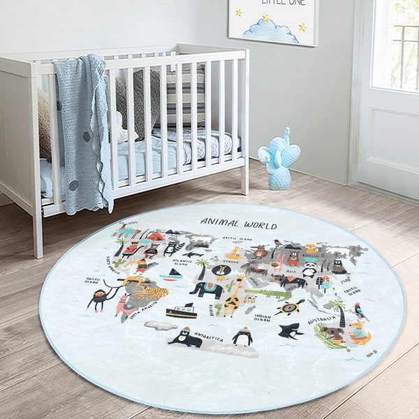 Vaikiškas kilimas šviesiai mėlynos spalvos ø 120 cm Comfort – Mila Home-image-1