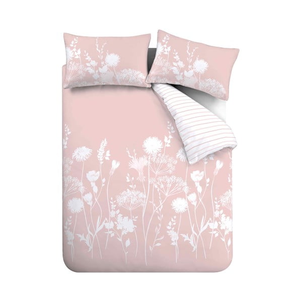 Dvigulė patalynė baltos spalvos/rožinės spalvos 200x200 cm Meadowsweet Floral – Catherine Lansfield
