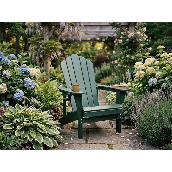 Plastikinis sodo krėslas žalios spalvos Adirondack – Bonami Selection-image-1