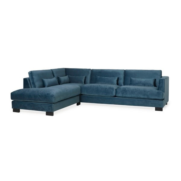 Scandic Brad tamsiai mėlyna kampinė sofa, kairysis kampas