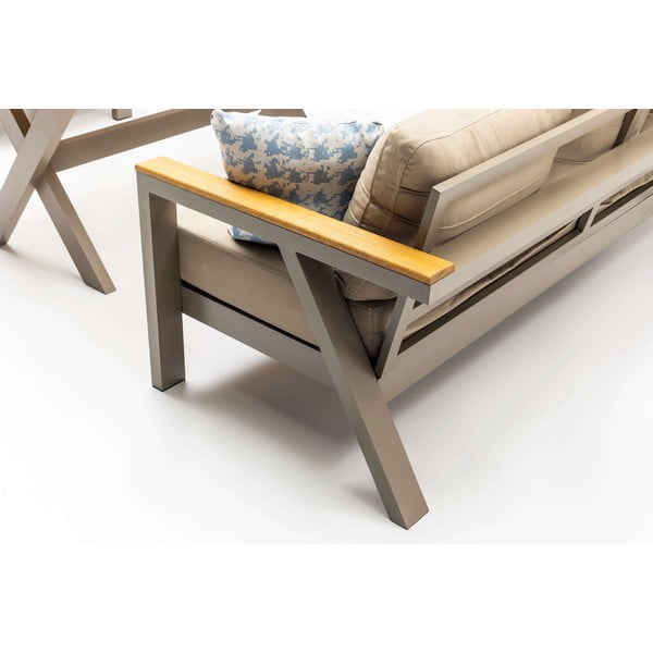 Sodo poilsio baldų komplektas smėlio spalvos 7 žmonėms Daisy – Floriane Garden-image-3