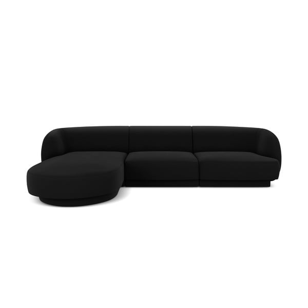 Juodo aksomo kampinė sofa (kairysis kampas) Miley - Micadoni Home