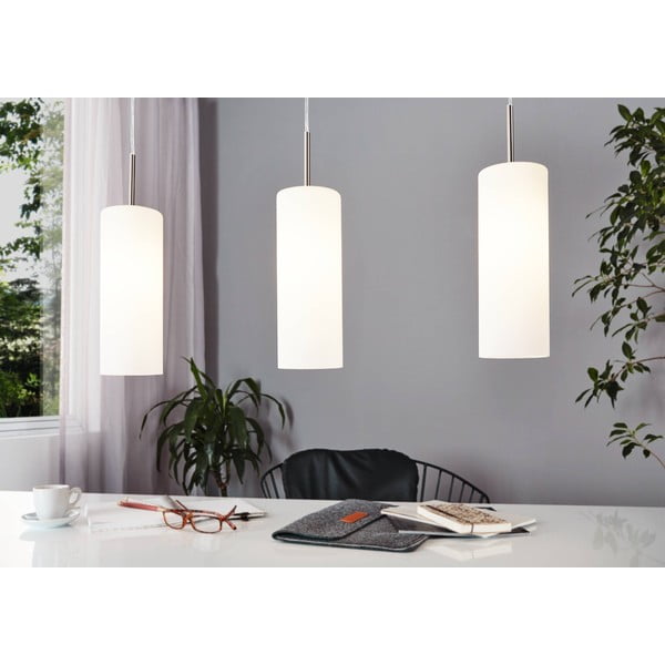 Kabantis šviestuvas baltos spalvos/sidabrinės spalvos su stiklo gaubtu TROY 3 – EGLO-image-1