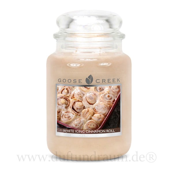 Kvapnioji žvakė stikliniame indelyje "Goose Creek Fluffy Cinnamon Rolls", 150 valandų degimo