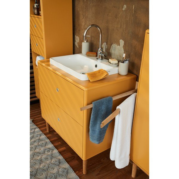 Garstyčių geltonos spalvos praustuvo spintelė Tom Tailor Color Bath-image-1
