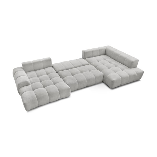 Šviesiai pilkos spalvos iš šenilinio audinio sulankstoma/su sandėliavimo vieta kampinė sofa (su dešiniuoju kampu/„U“ formos) Everest – Bobochic Paris-image-4