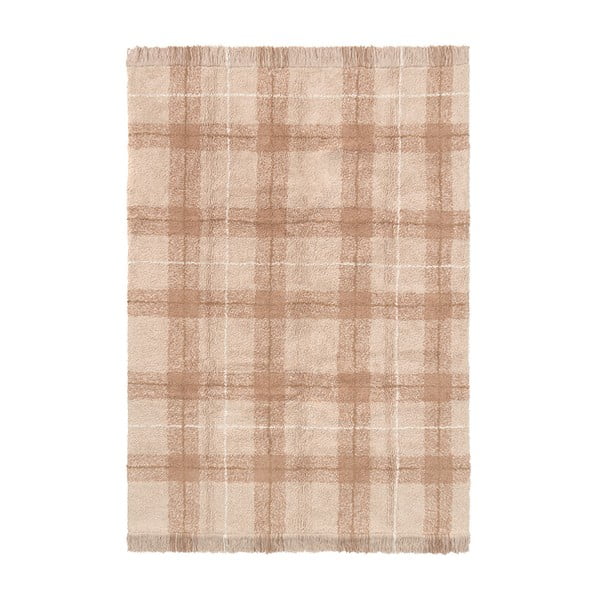 Skalbiamas/rankų darbo šviesiai rožinės spalvos iš medvilnės kilimas 90x120 cm Tartan Rose – Lorena Canals